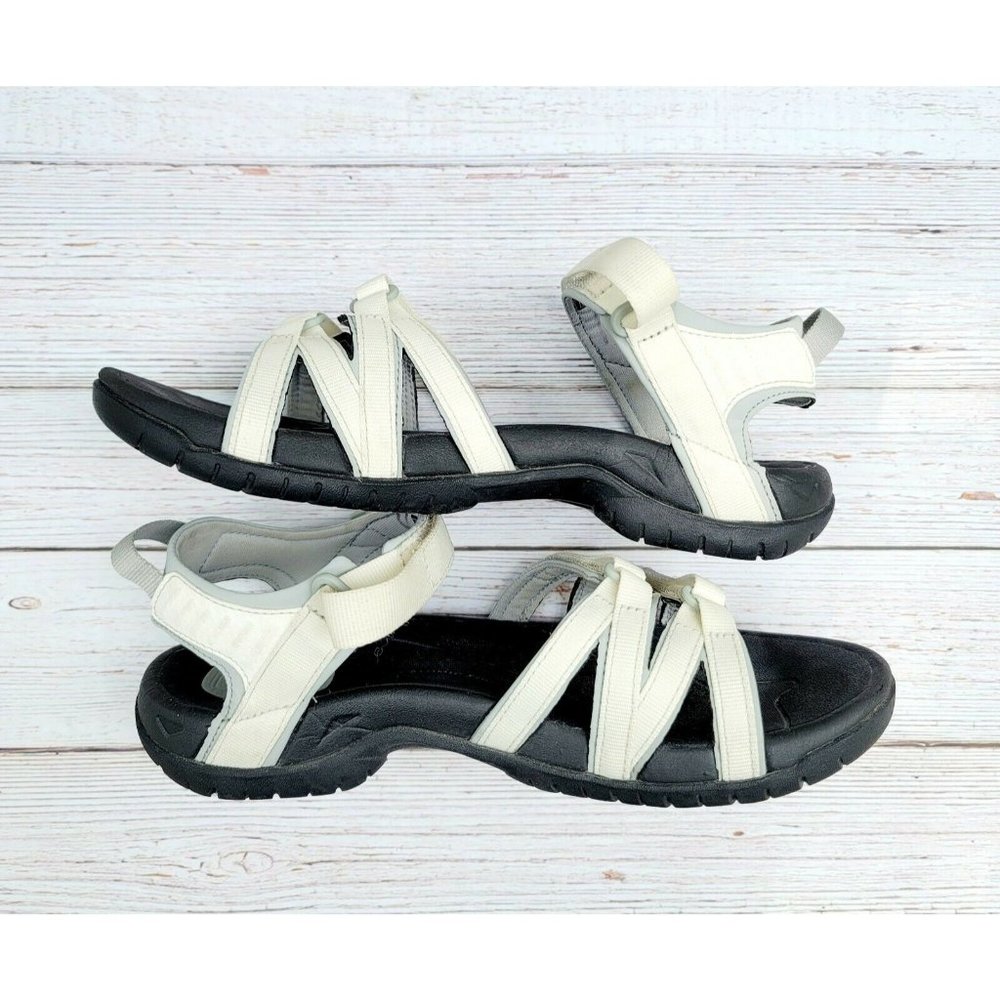 Teva Tirra Black White Vegan Hiking Outdoor Walking Arch Support Sandals Size 10